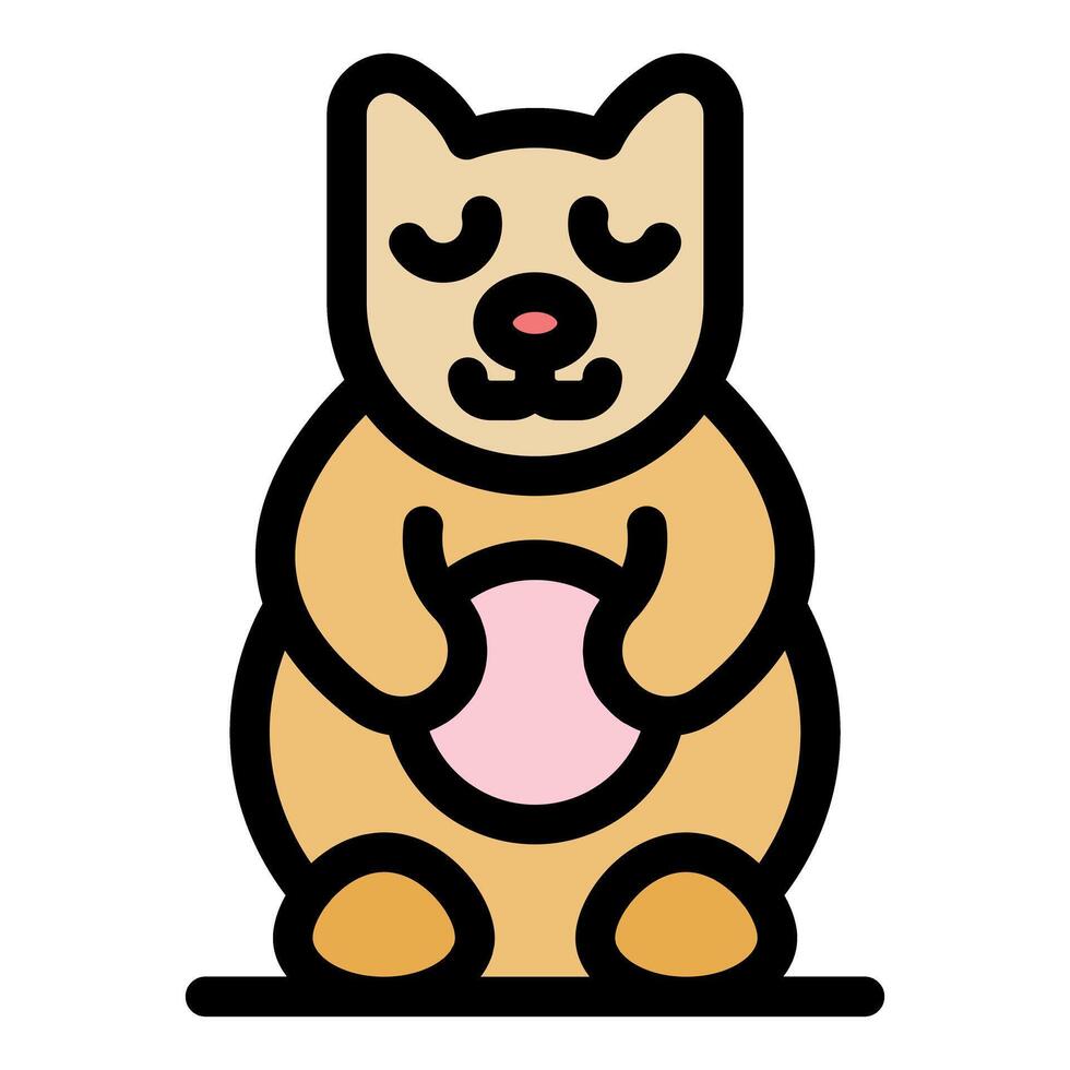 Cute quokka hugging a pink ball with closed eyes and smiling face vector