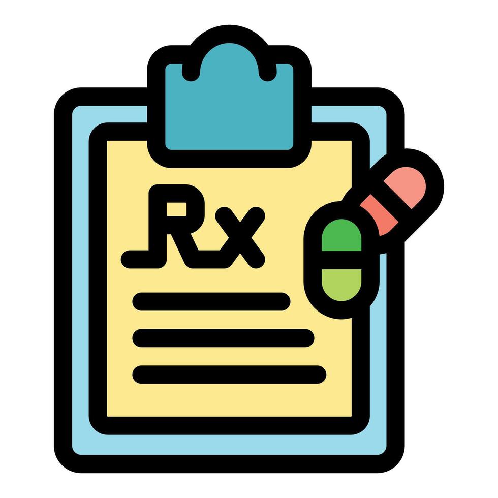 Medical prescription pad with rx symbol and capsules indicating doctor's orders and healthcare vector