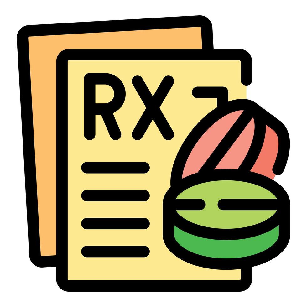 Medical prescription with rx symbol and pills representing healthcare and medication vector