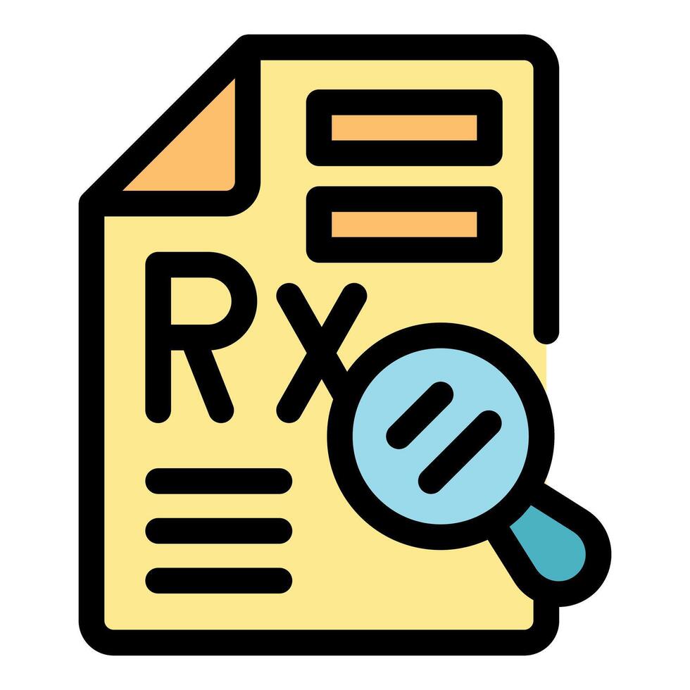 Magnifying glass examining medical prescription document vector