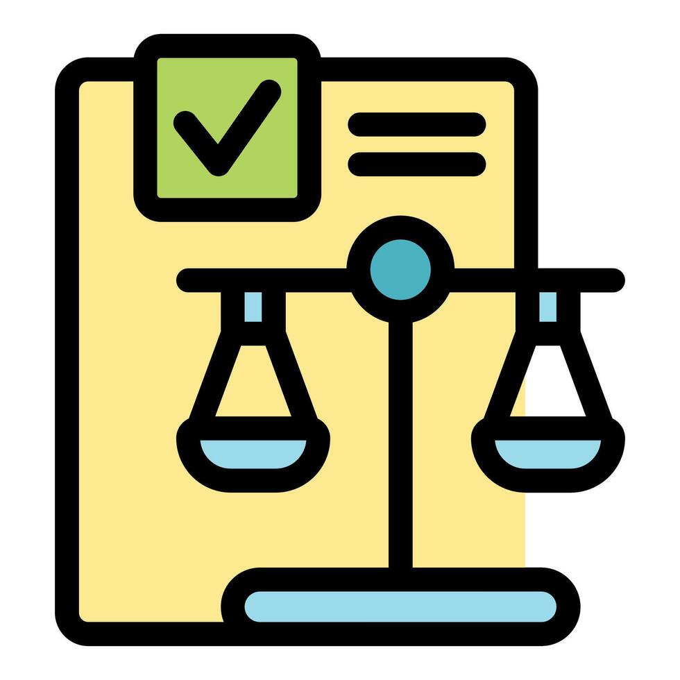 Legal compliance representing balance and justice with scales and approved document vector