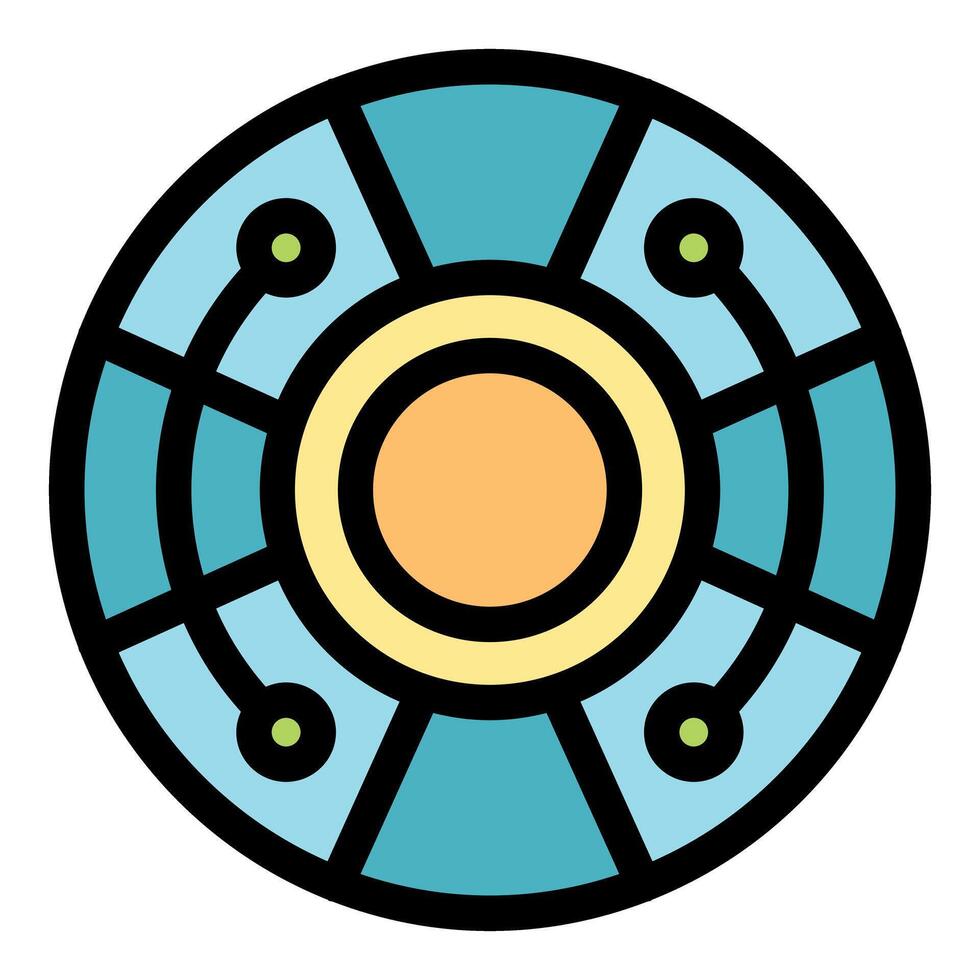 Round futuristic technological object showing digital connections vector