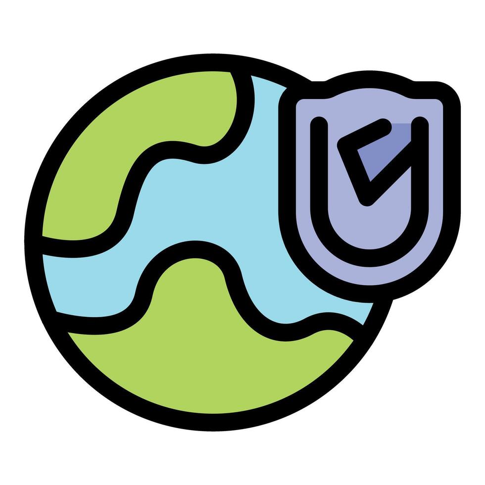 Earth protection shield showing verified security and safety vector