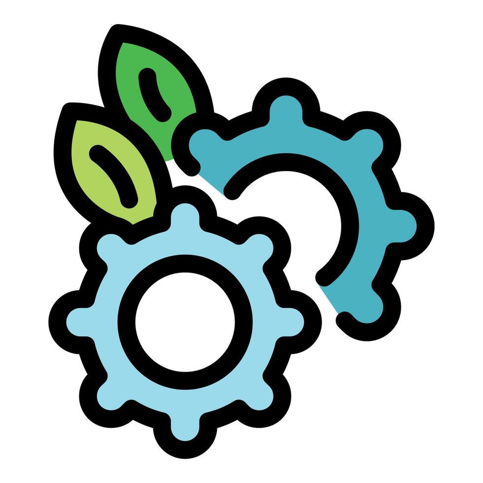 Gears and leaves representing eco friendly engineering and sustainability vector