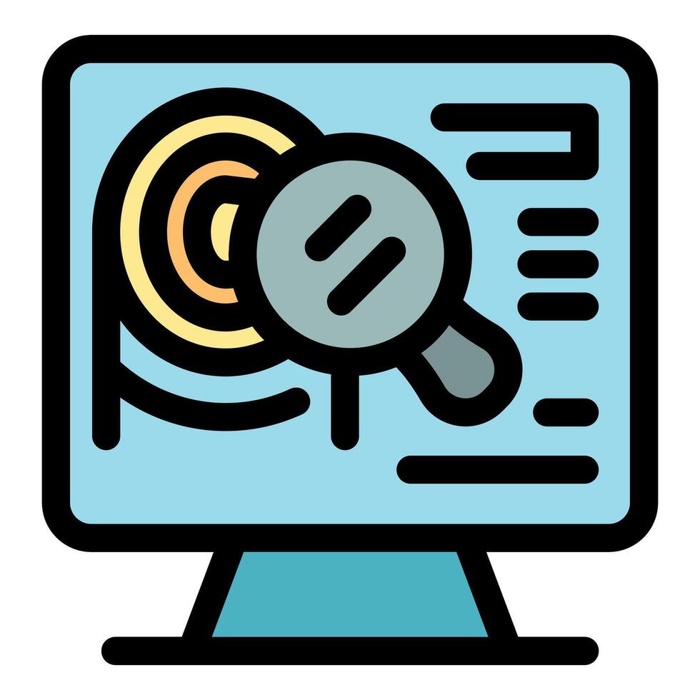 Marketing research showing target and magnifying glass on computer screen vector