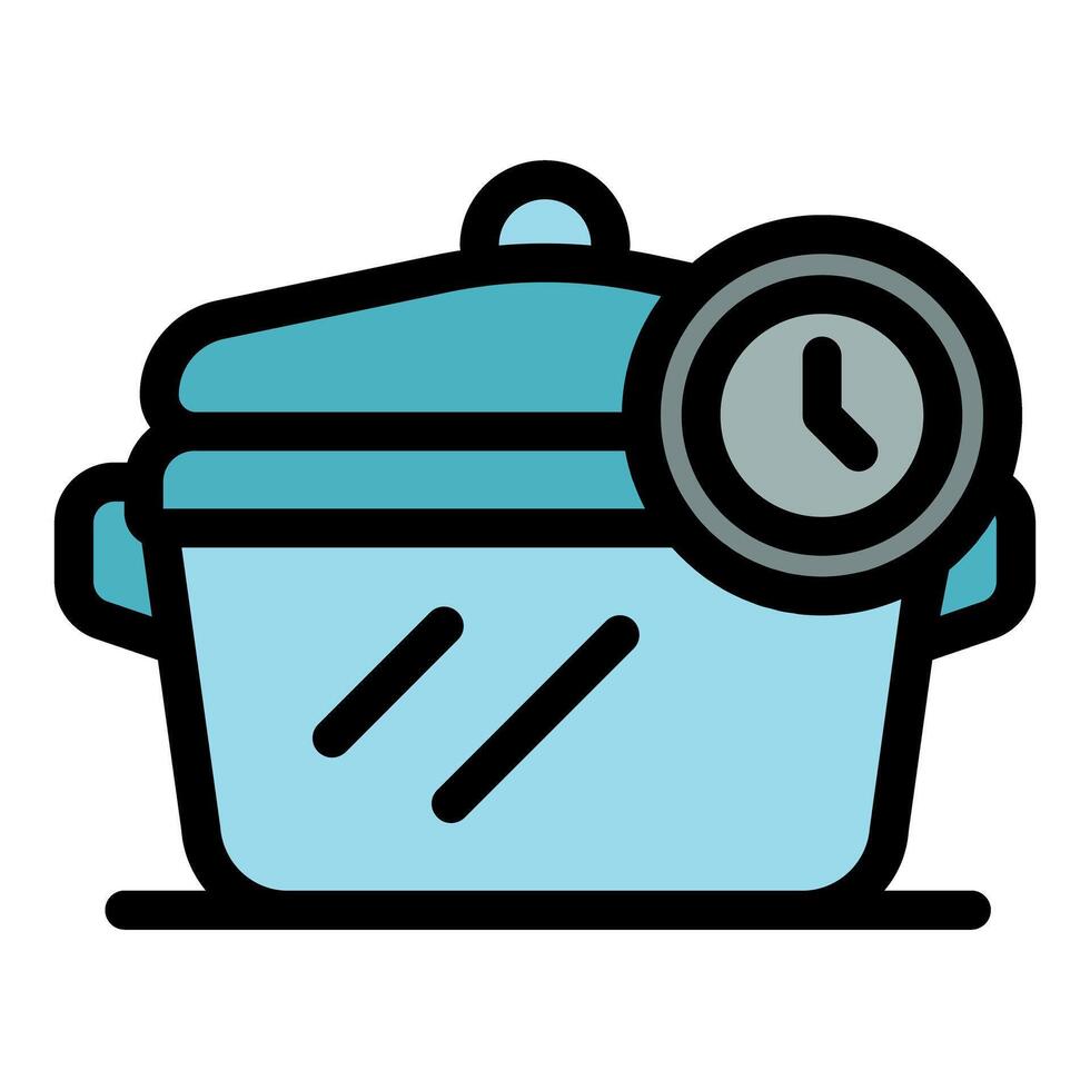 Cooking pot with timer showing cooking time vector
