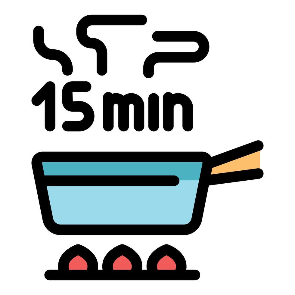 Boiling water in a saucepan for fifteen minutes on a gas stove vector