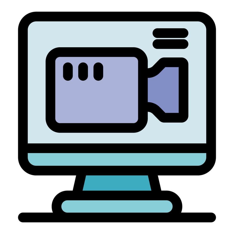 conference streaming live on computer monitor vector