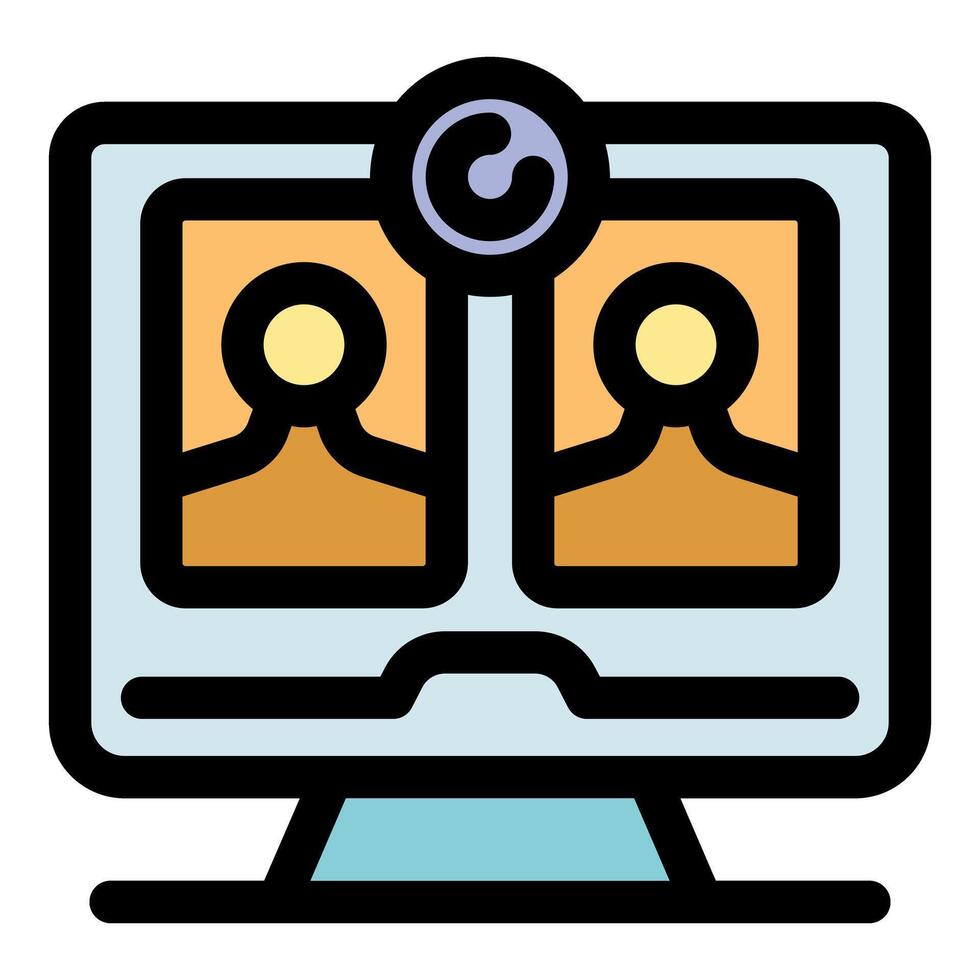conference connecting two people on computer screen displaying profiles vector