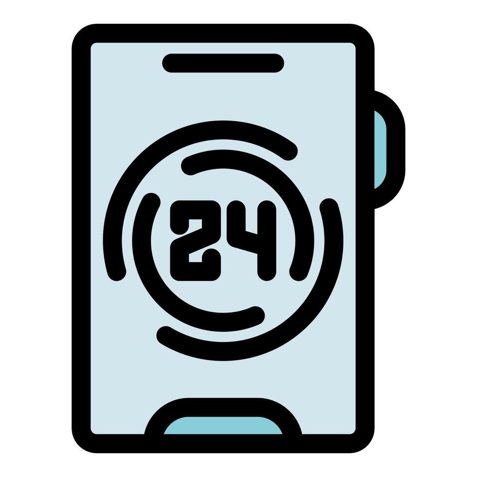 Smartphone showing 24 hours continuous service availability vector