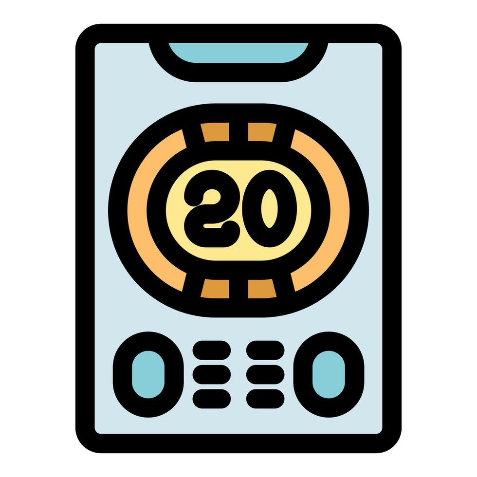 Online casino mobile application showing rotating roulette with number twenty and control buttons vector