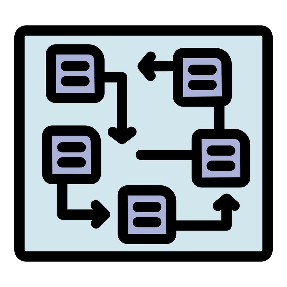 Algorithm flowchart with data blocks and arrows showing process vector