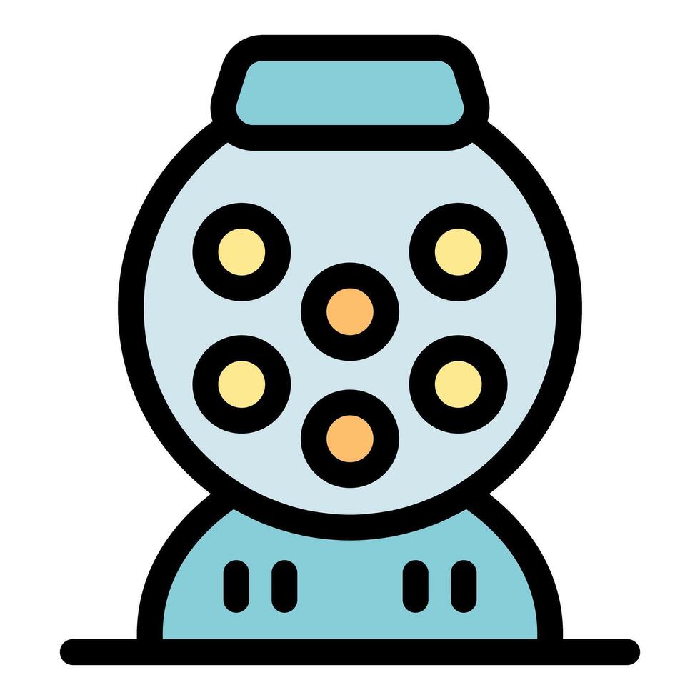 Lottery machine displaying six colorful balls generating random numbers vector