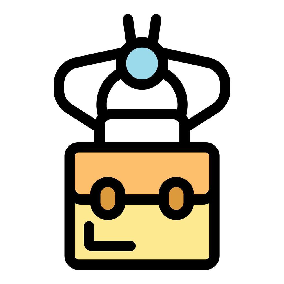 Drone delivering briefcase, autonomous air transportation of business documents vector