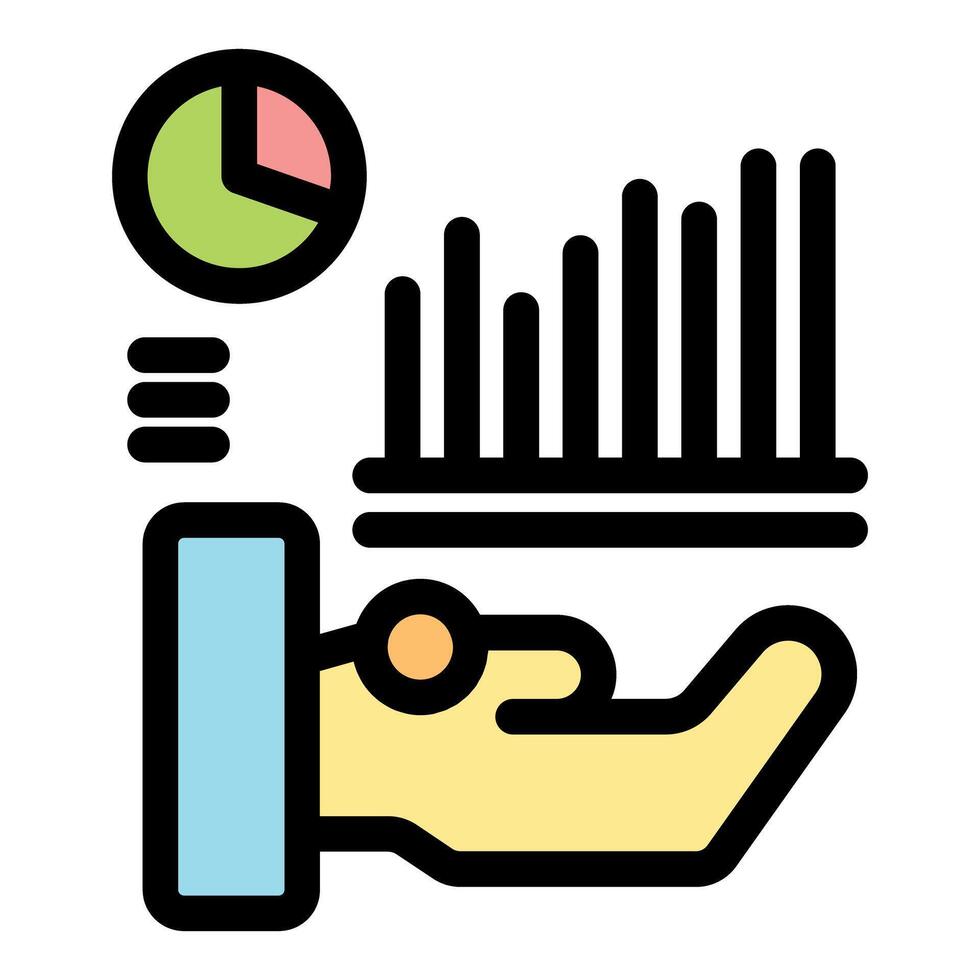 Businessman holding growing bar graph, pie chart and menu icon, showing business success vector