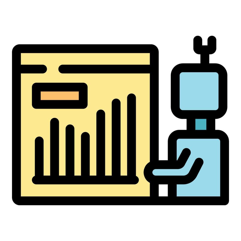Robot showing growing bar chart on presentation board vector