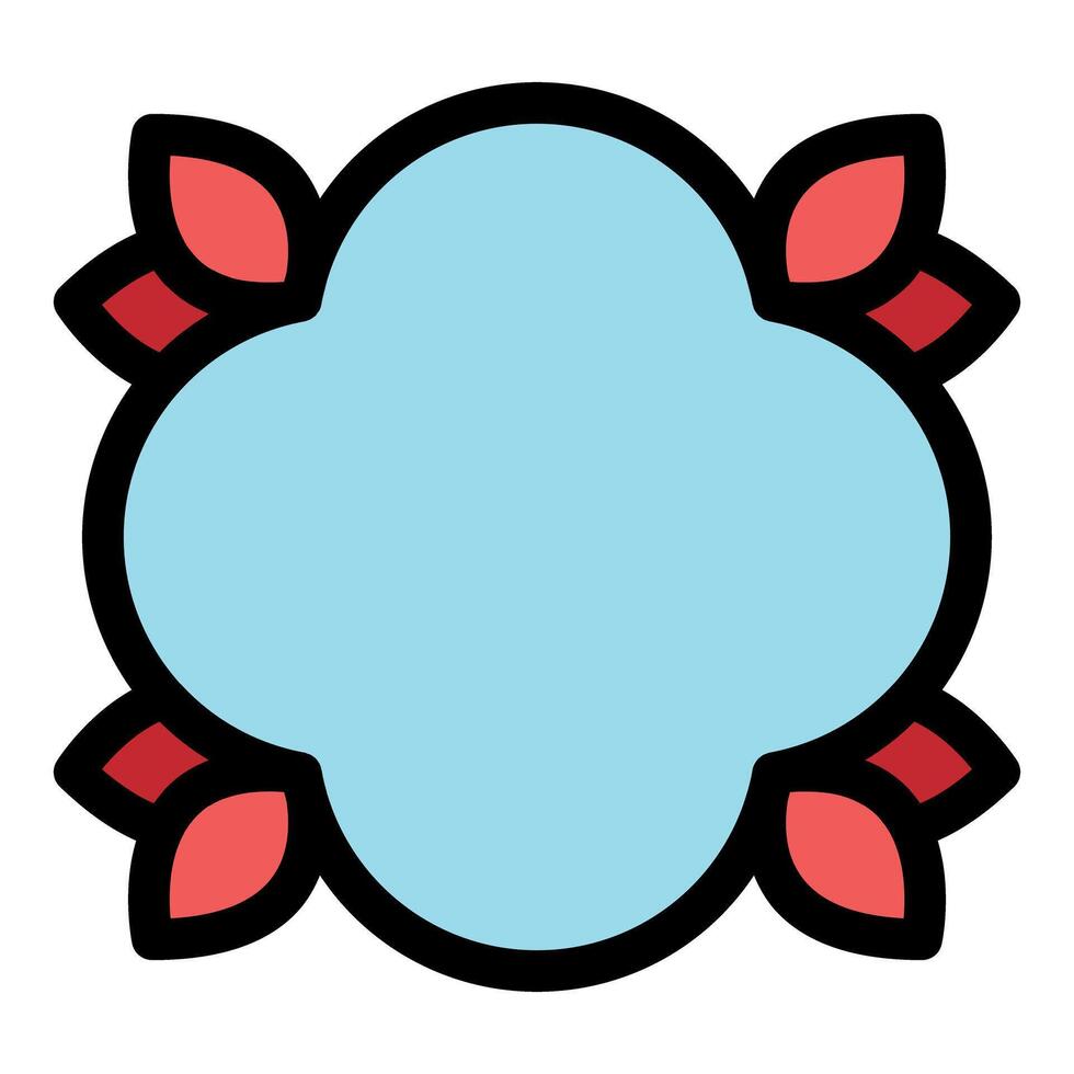 Decorative frame with red petals surrounding light blue copy space vector