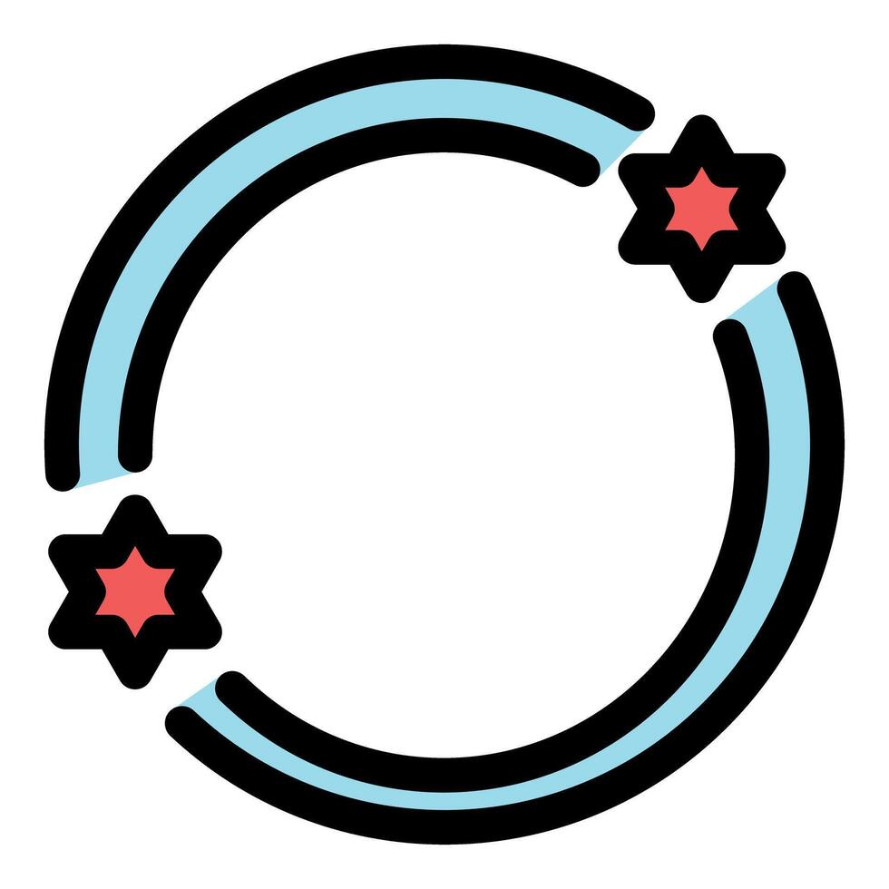 Circular orbit with two stars rotating and creating a dynamic system vector