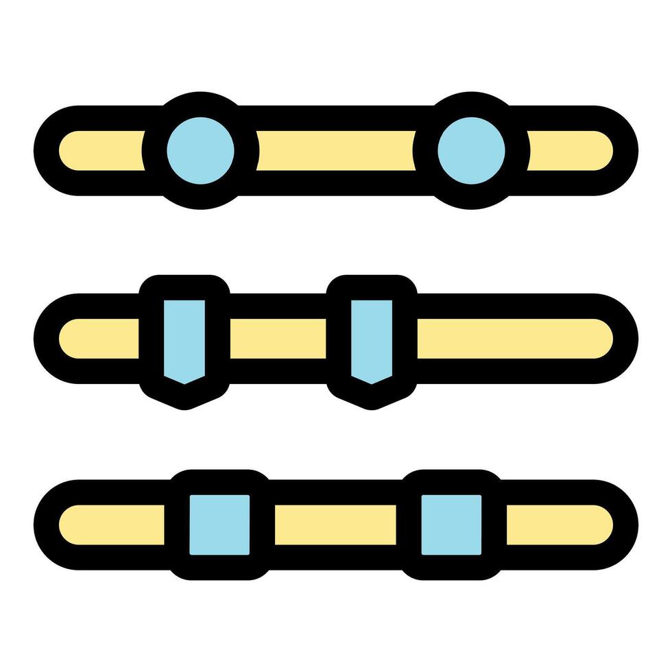 Three loading bars showing progress status with different shapes vector