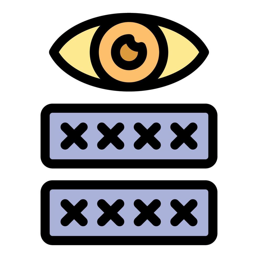 Eye watching password input fields, showing concept of security and privacy vector