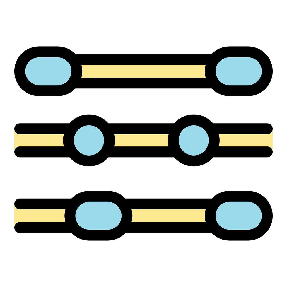 Three horizontal adjustment control slider bars with rounded and circular handles vector