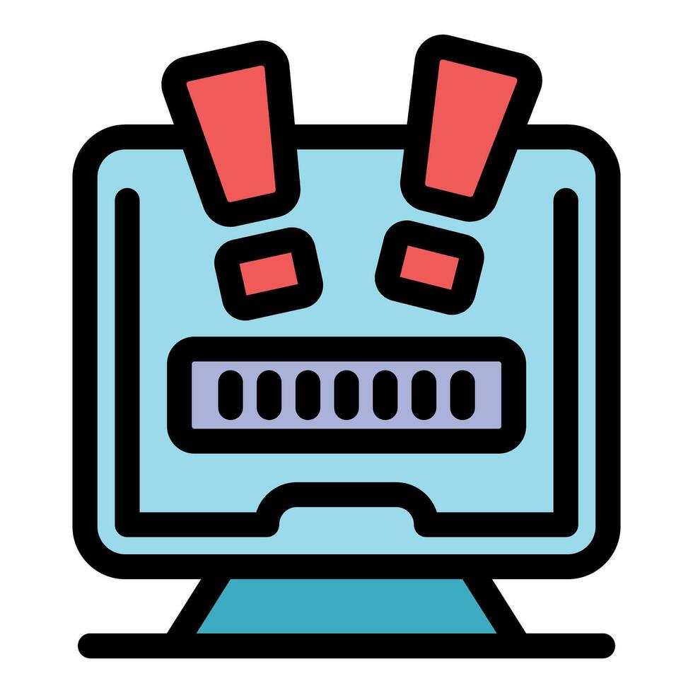 Computer screen showing progress bar and warning signs vector