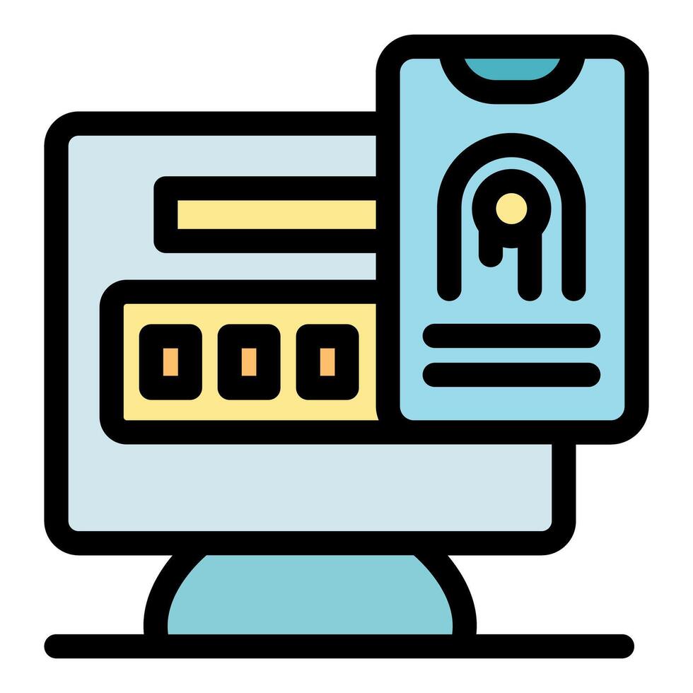 Online nfc payment using smartphone on computer screen vector