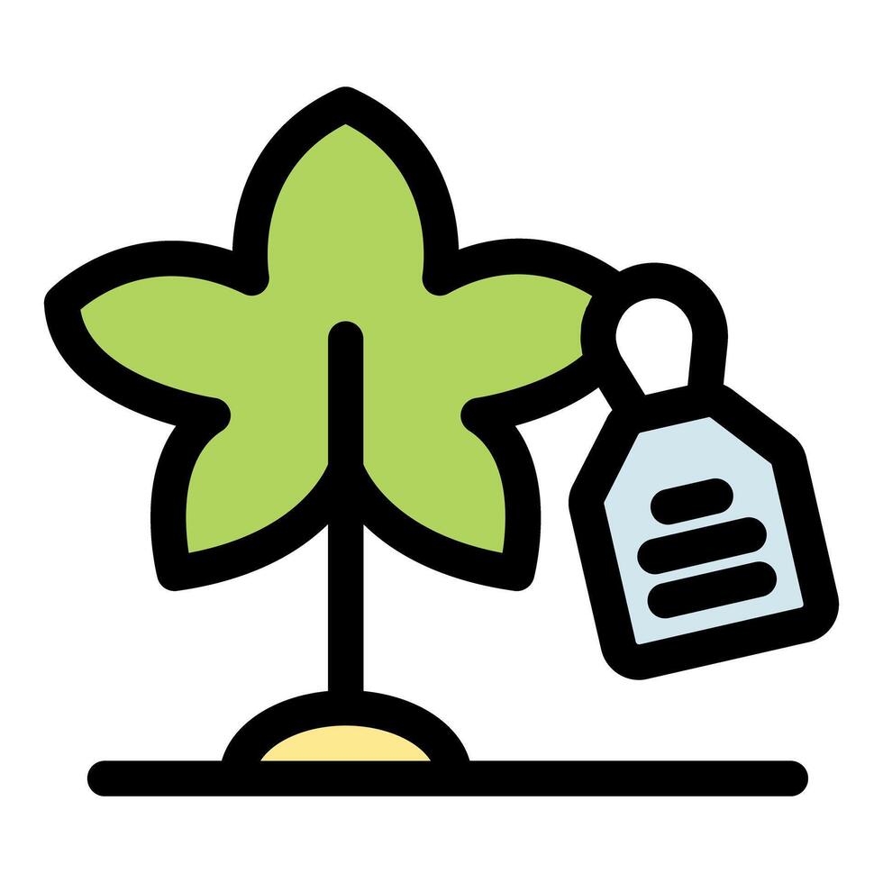 Green plant with label showing gardening and botany vector