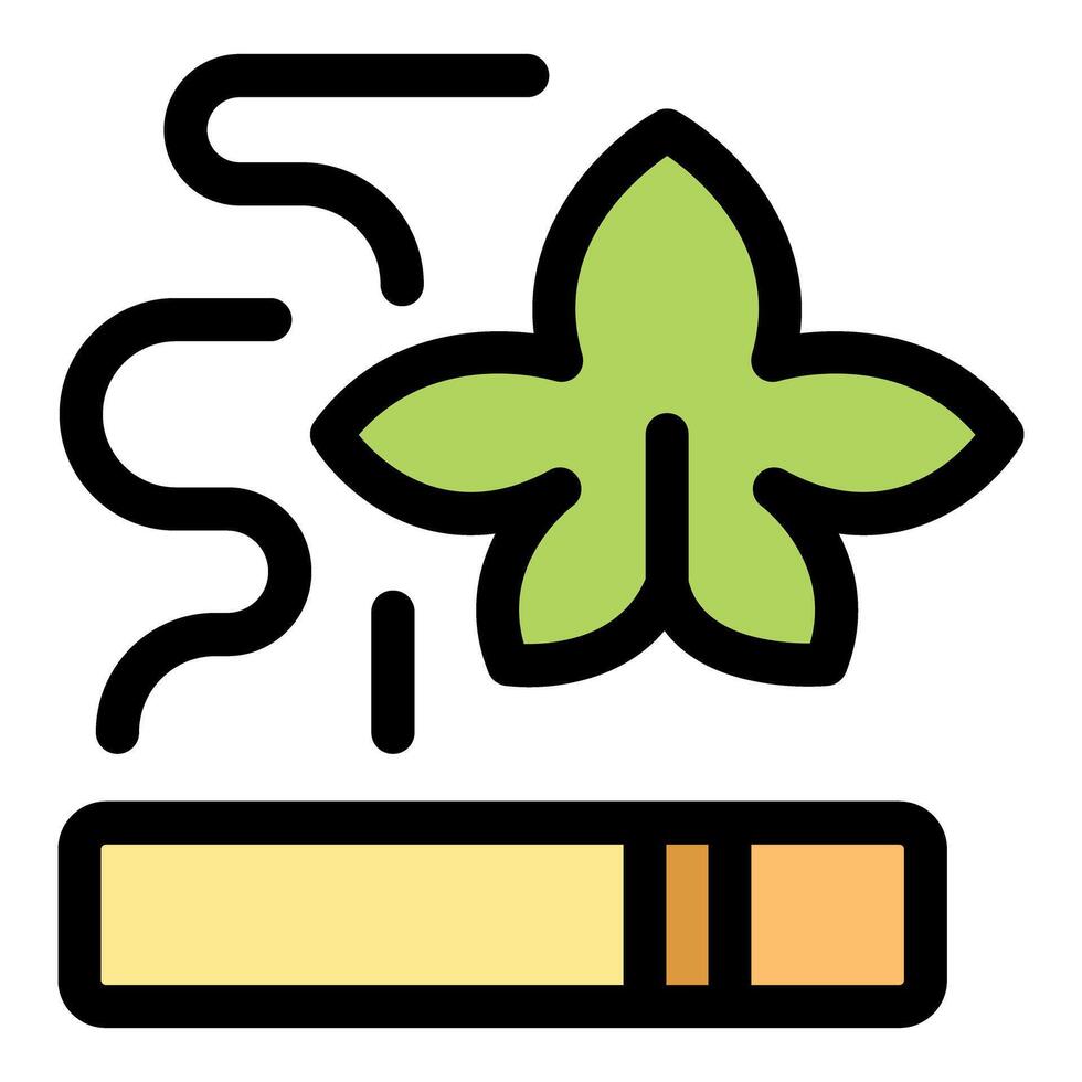 Herbal cigarette with smoke and green leaf, quit smoking concept vector