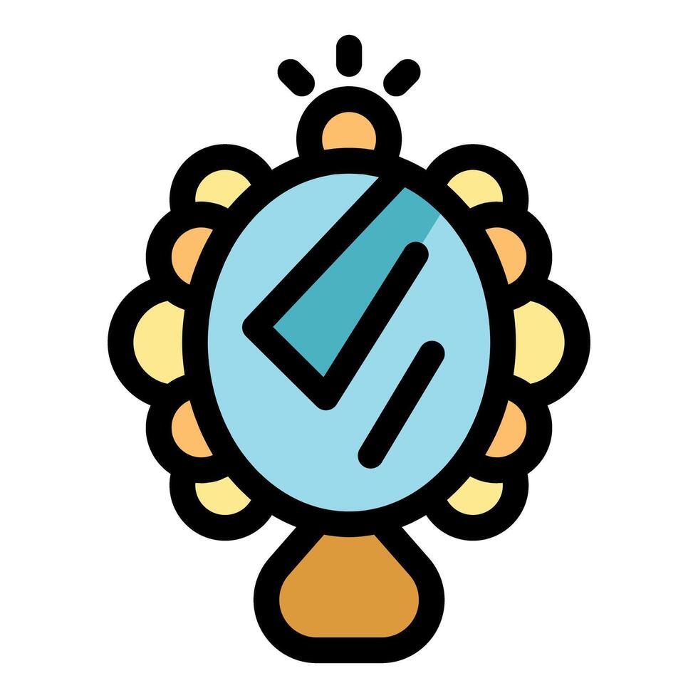 Hand mirror reflecting light with ornate frame vector