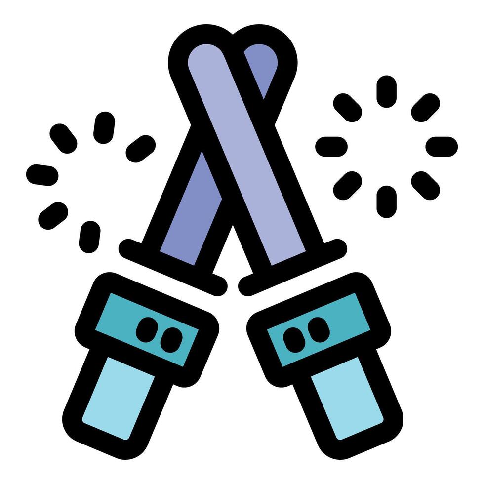 Crossed light sabers creating sparks in space opera battle vector
