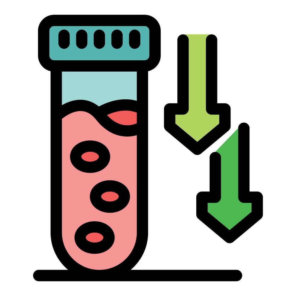 Low blood count medical test showing decreased red blood cells in test tube vector