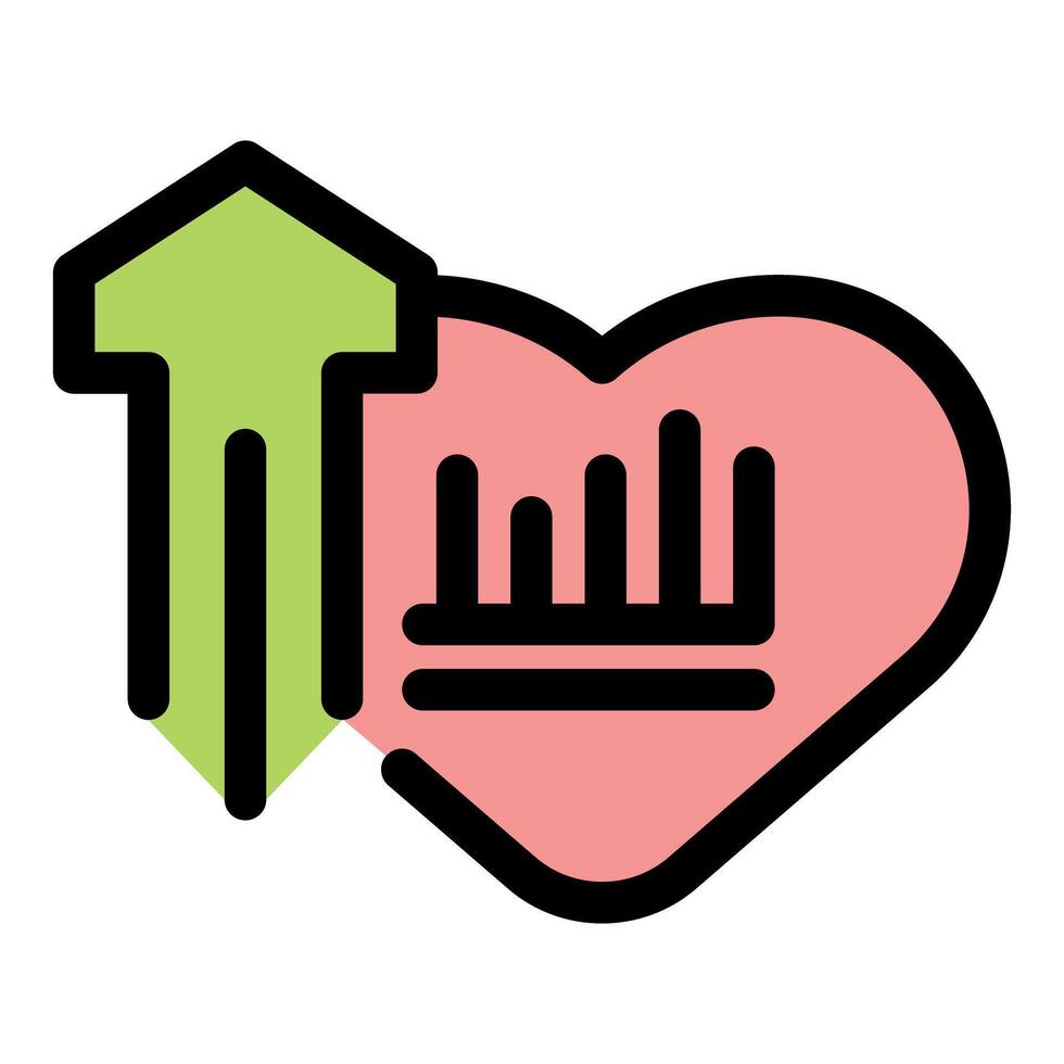 Growing love and health stats showing increasing affection and wellbeing vector