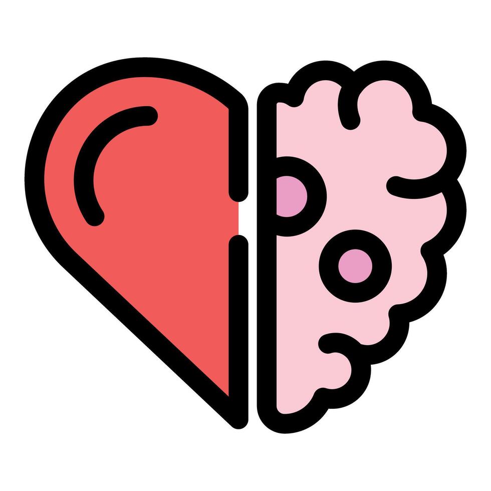 Logic and love combining in a heart shaped brain symbol vector