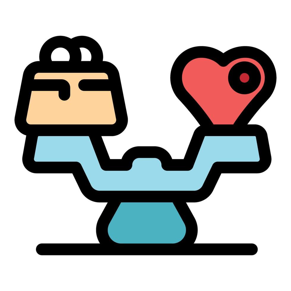 Balancing money and love, choosing between financial stability and romantic pursuit on a scale vector