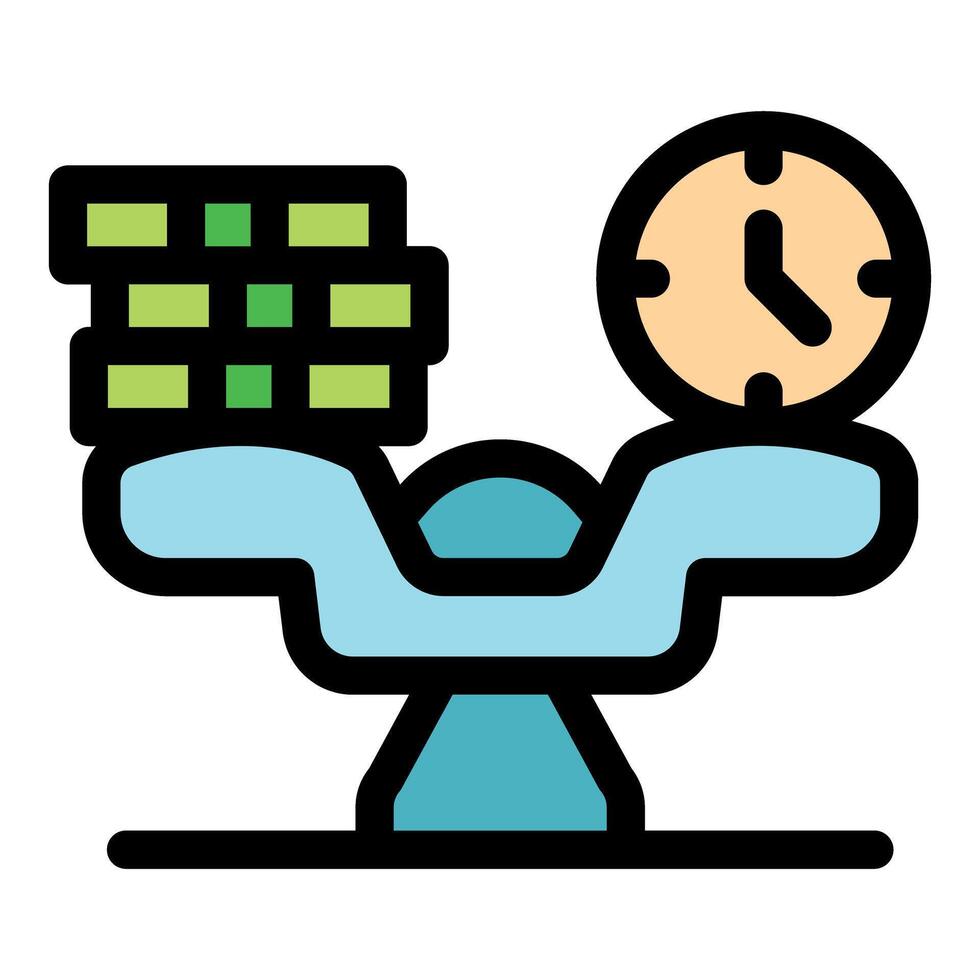 Time is money balancing on scales representing work life balance vector