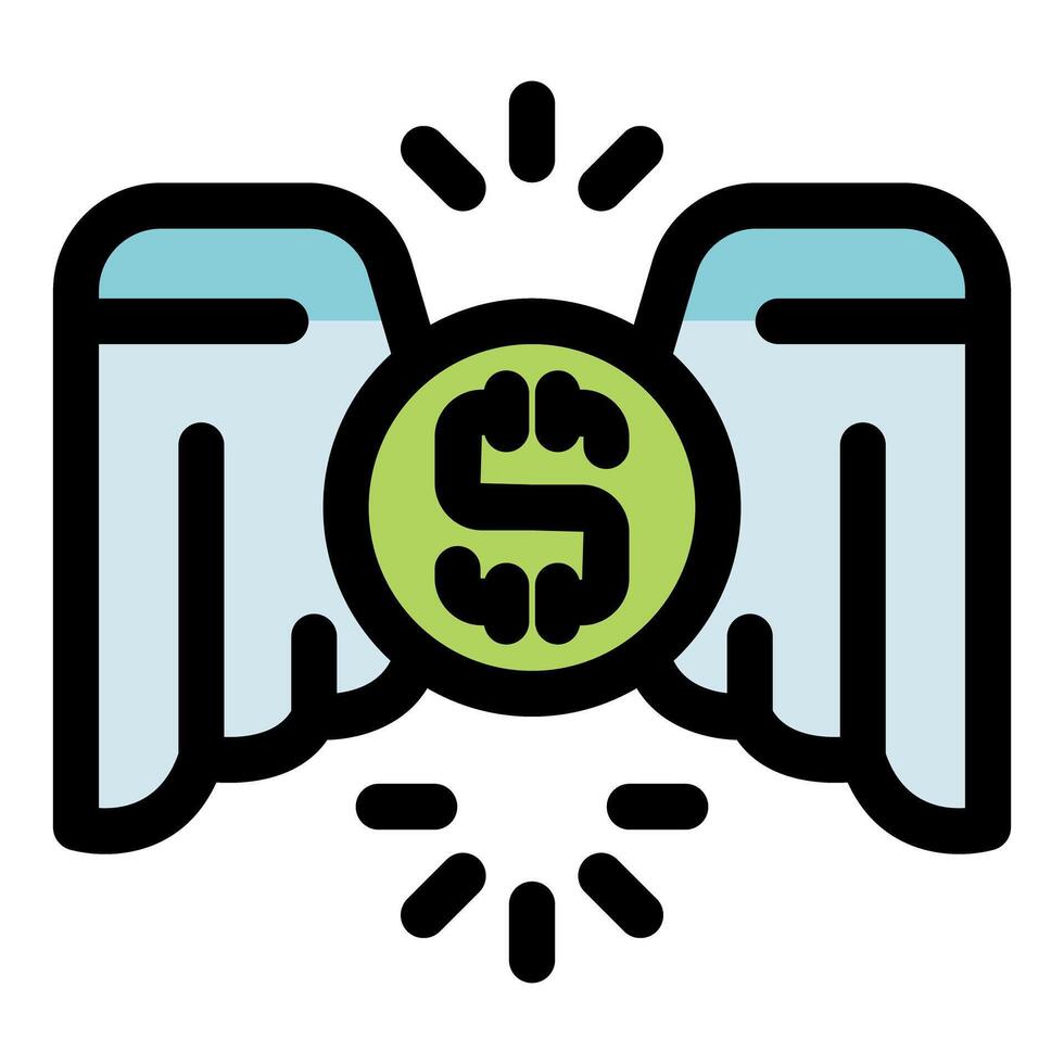Winged dollar coin flying representing easy money and fast transactions vector