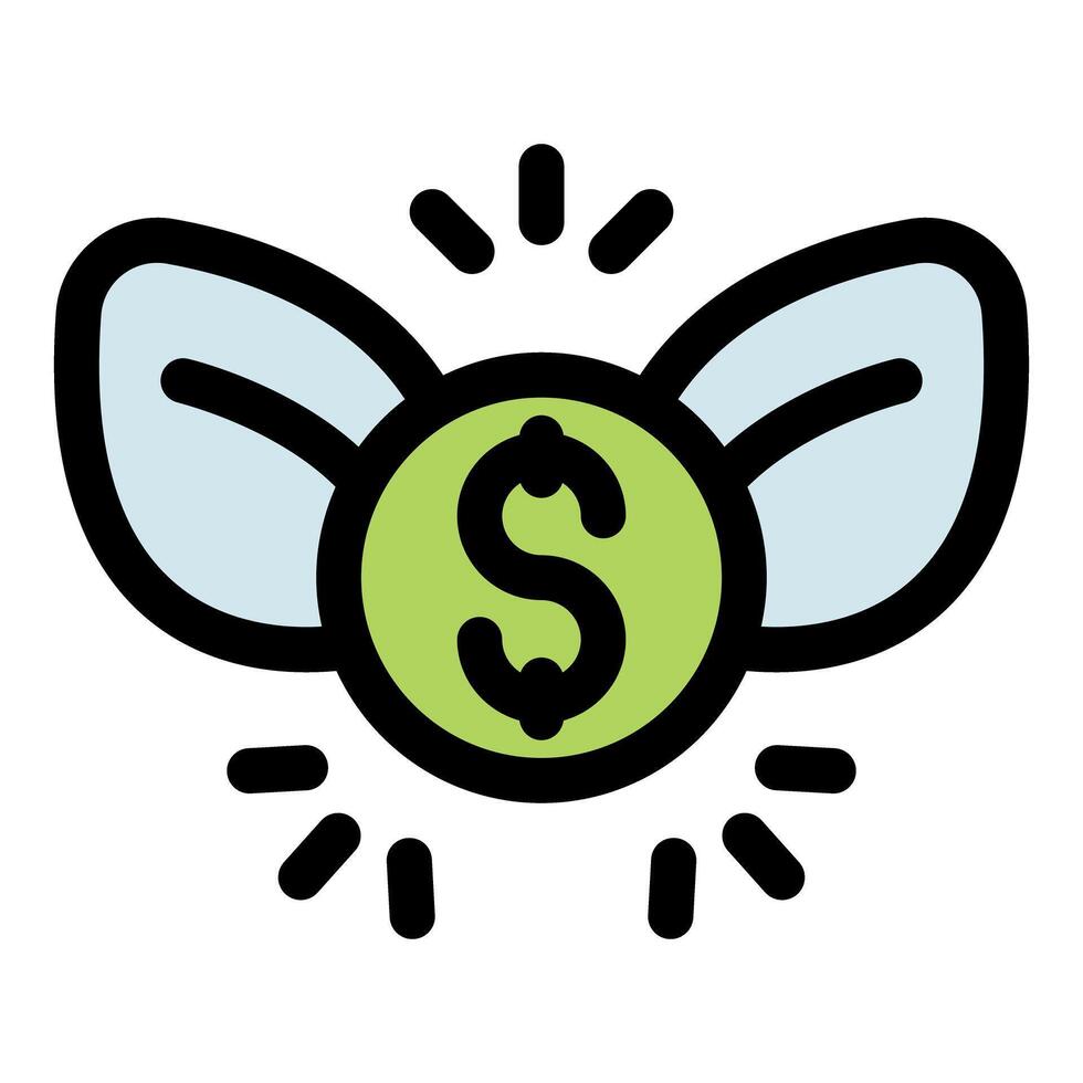 Money flying away with wings, sign of inflation and financial loss vector