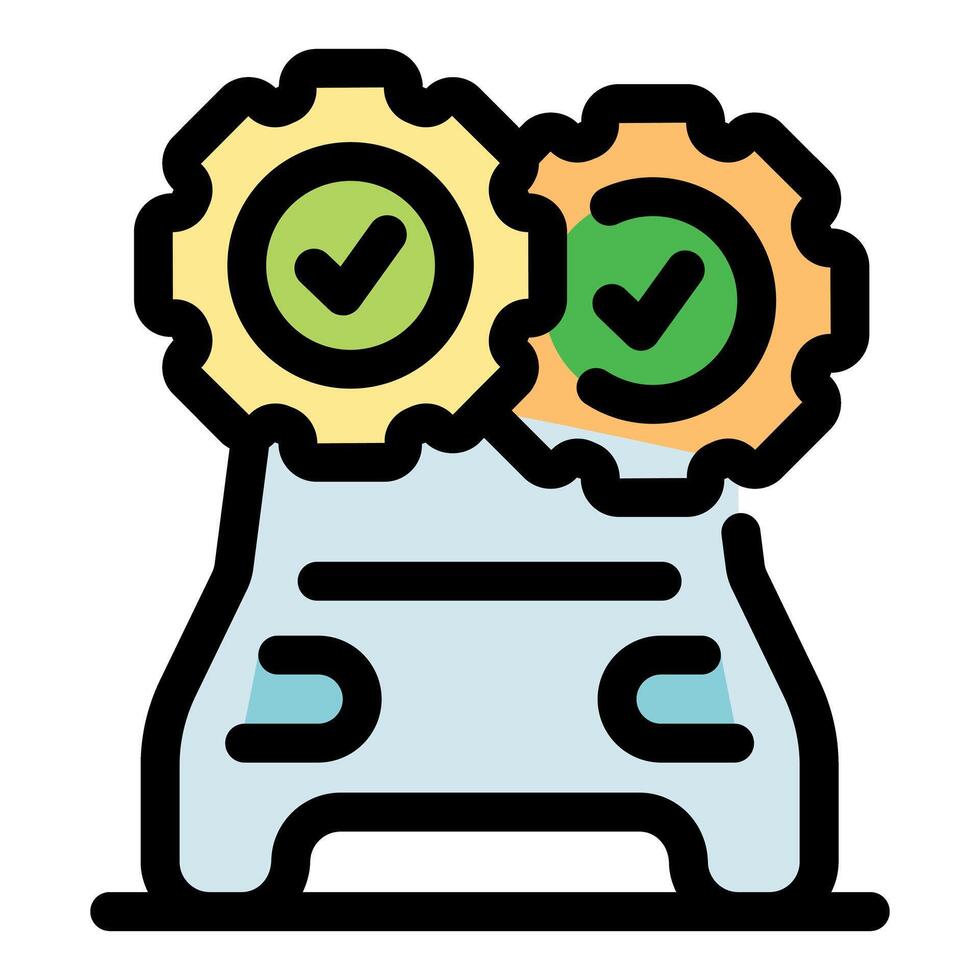 Car maintenance check with gears and check marks ensuring optimal performance vector