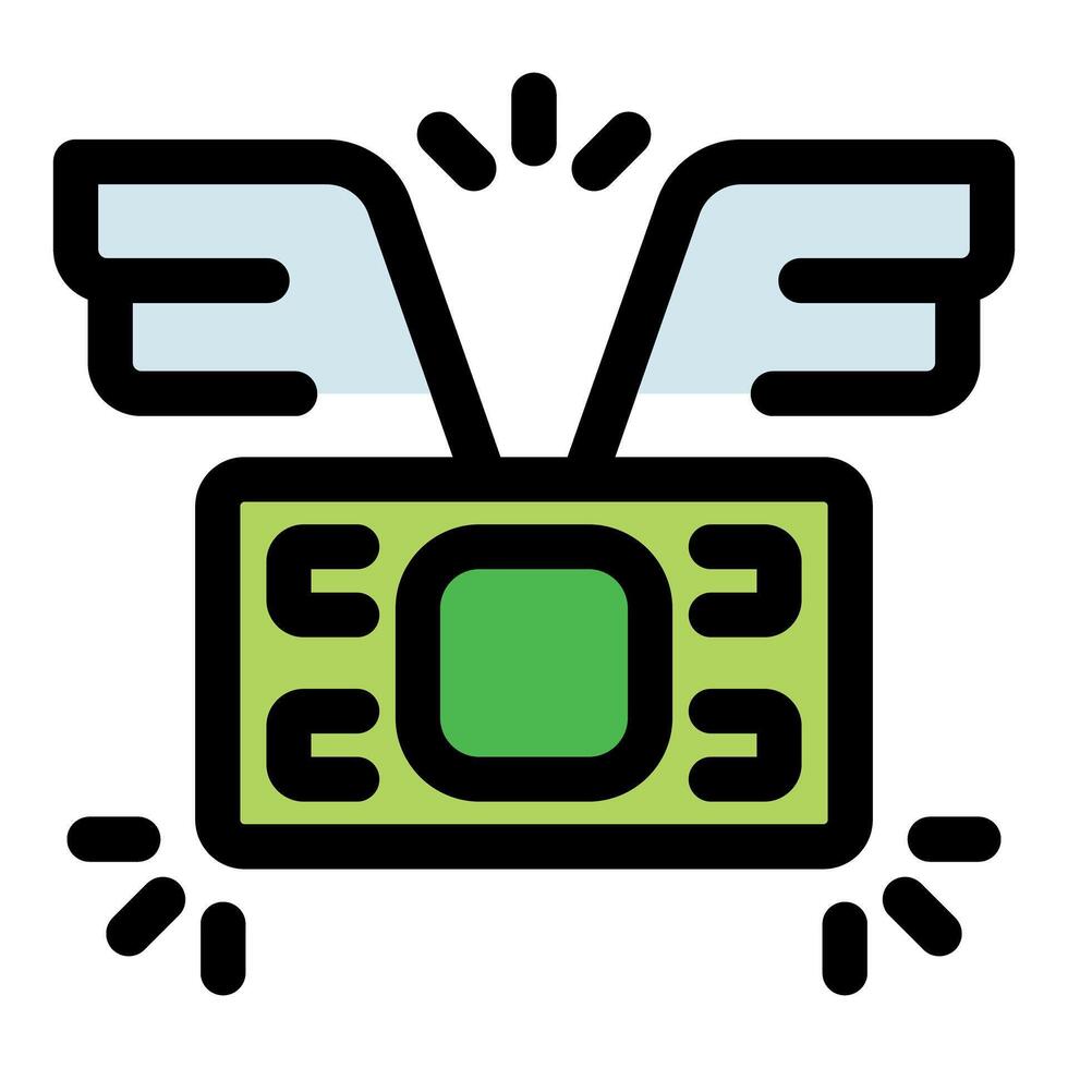 Money flying away with wings, fast money transfer concept vector