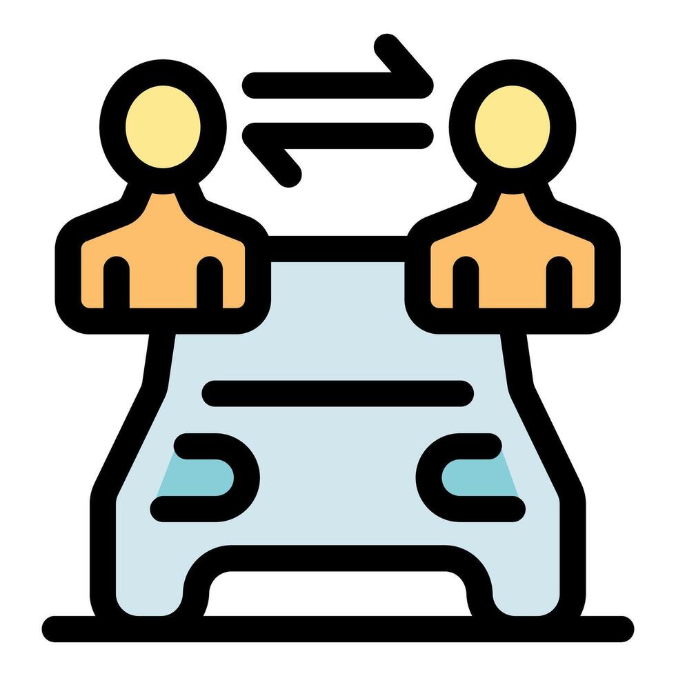 Car sharing service connecting people, exchanging vehicle, p2p transportation icon vector