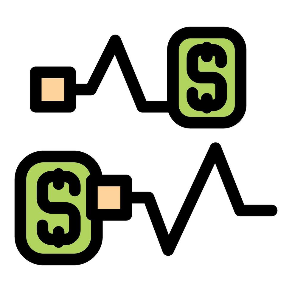 Dollar sign showing money transfer and exchange rate fluctuation vector