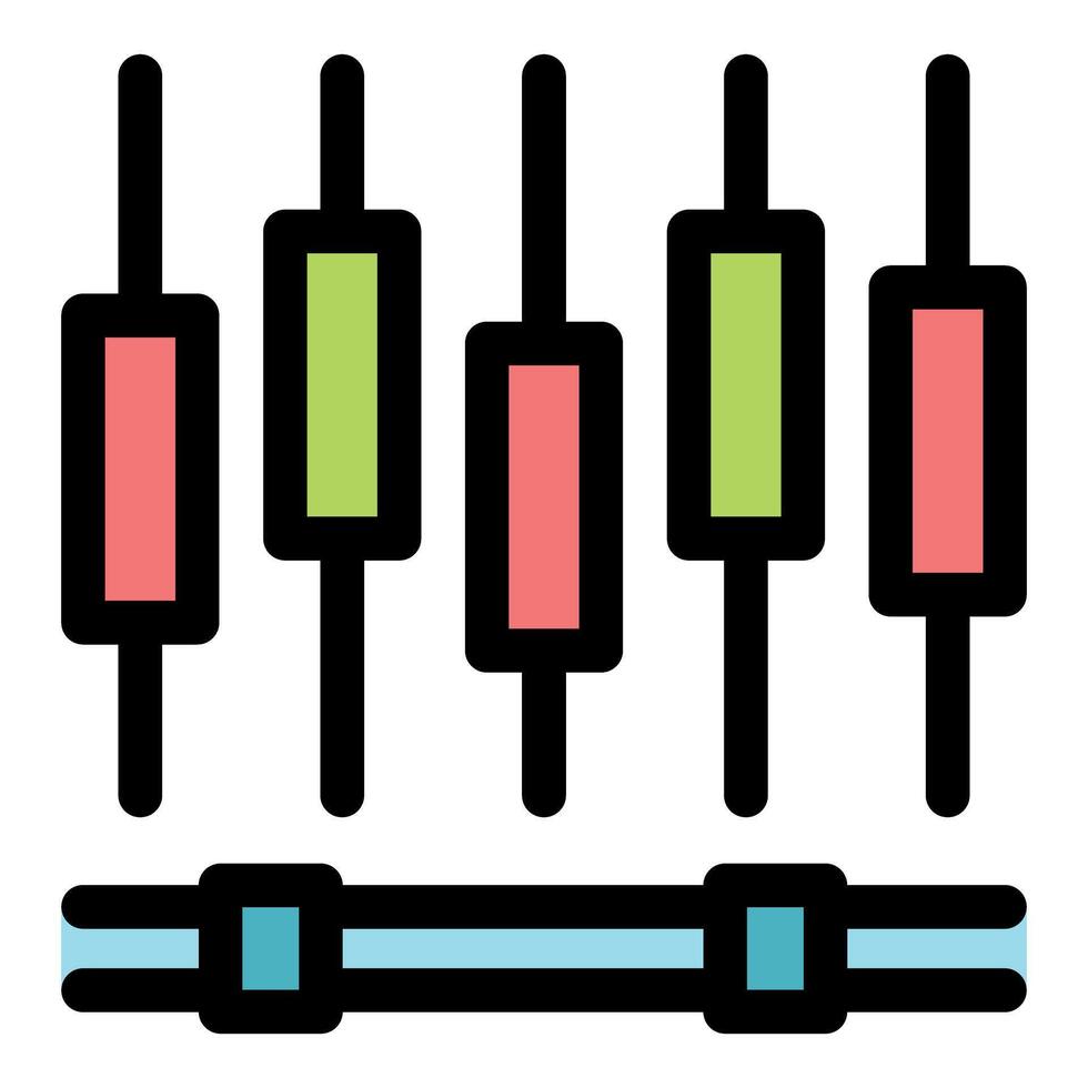 Candlestick chart showing stock market data analysis with volume indicator vector