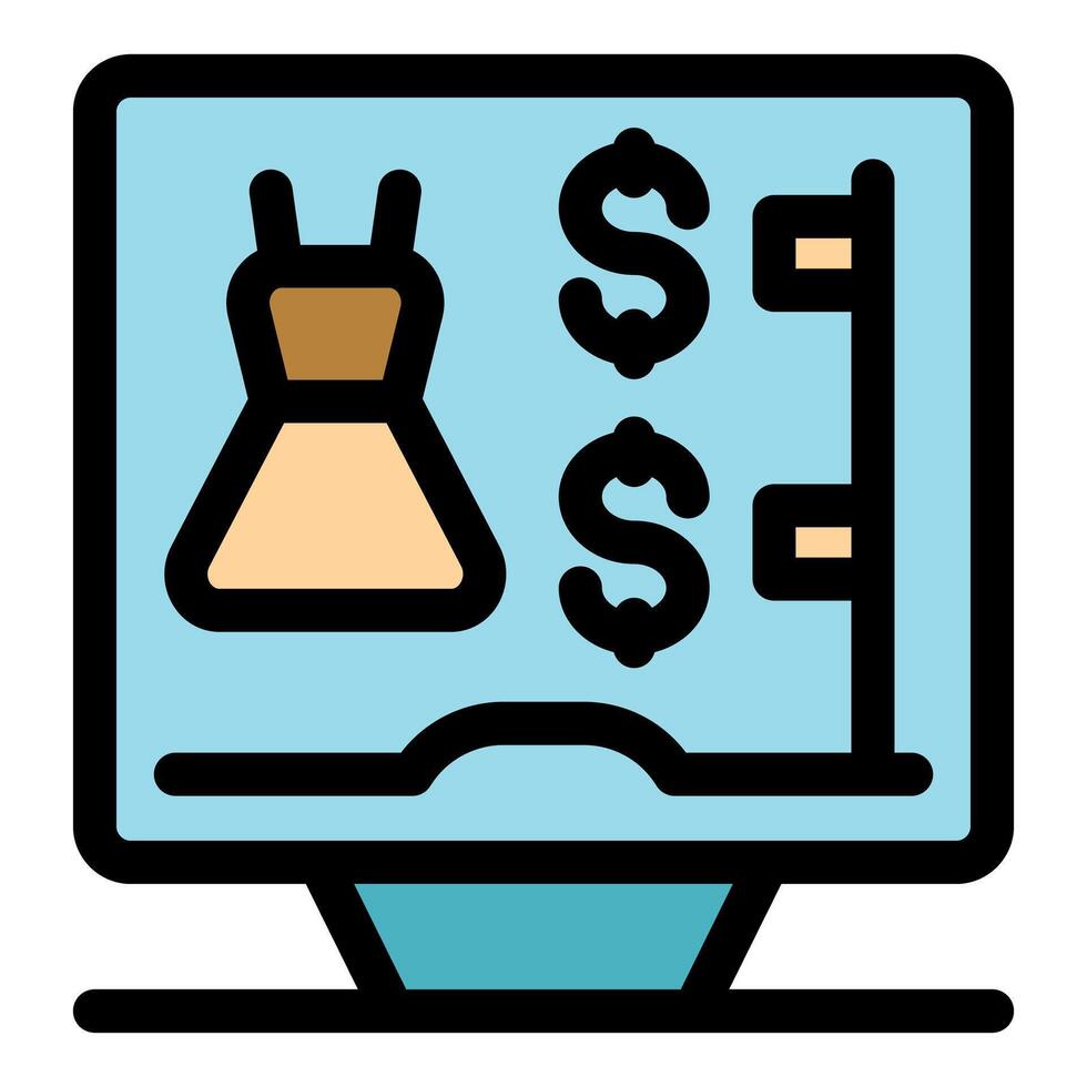 Online shop showing dress, money and bar chart representing sales increasing vector