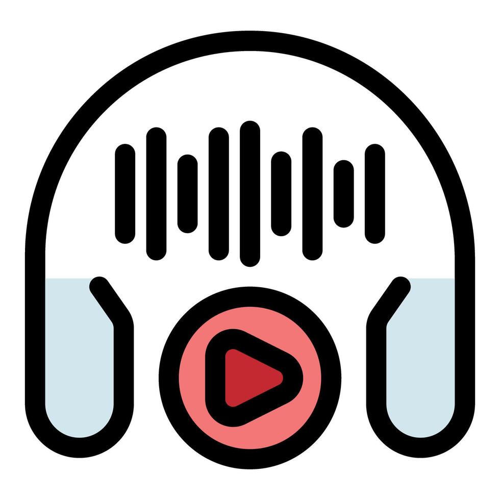 Headphones playing music with sound waves and play button icon vector