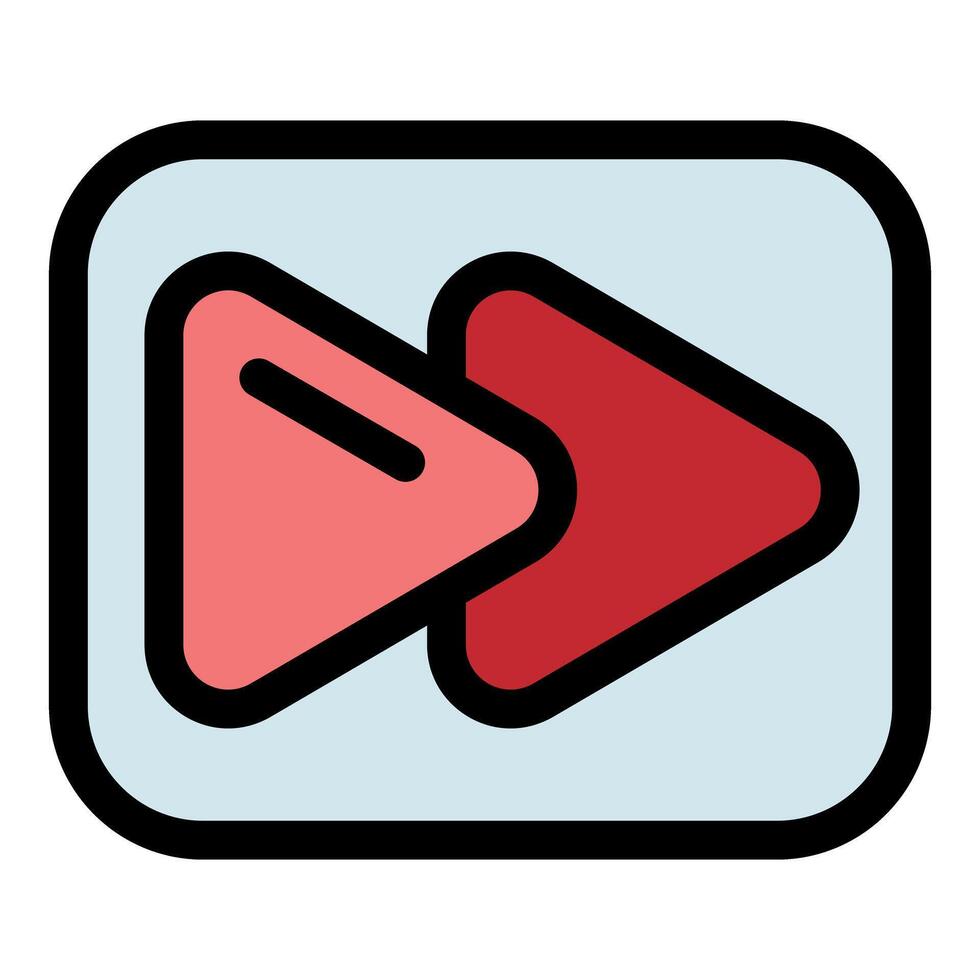 Fast forward button showing progression and speed control vector