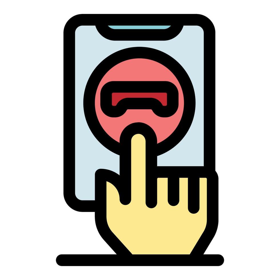 Finger touching vr glasses icon on smartphone screen for virtual reality experience vector