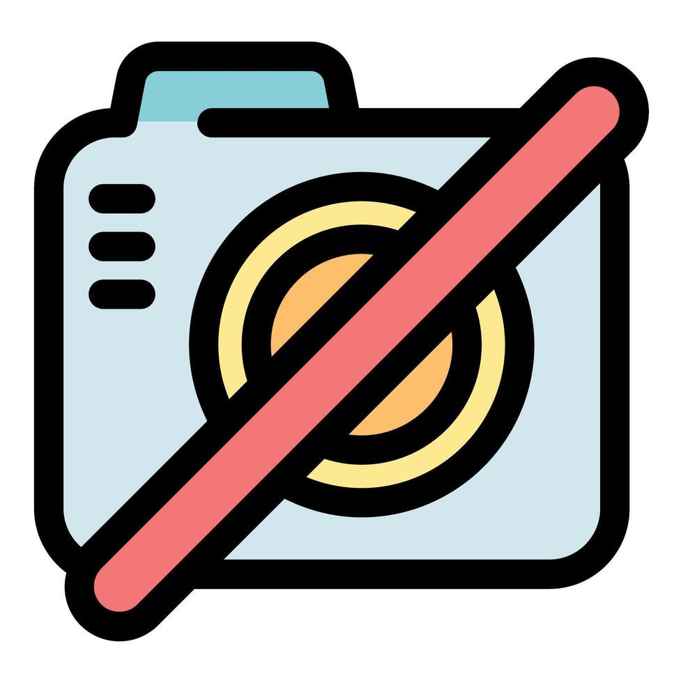 No photos allowed symbol crossing out camera icon representing photography prohibition vector