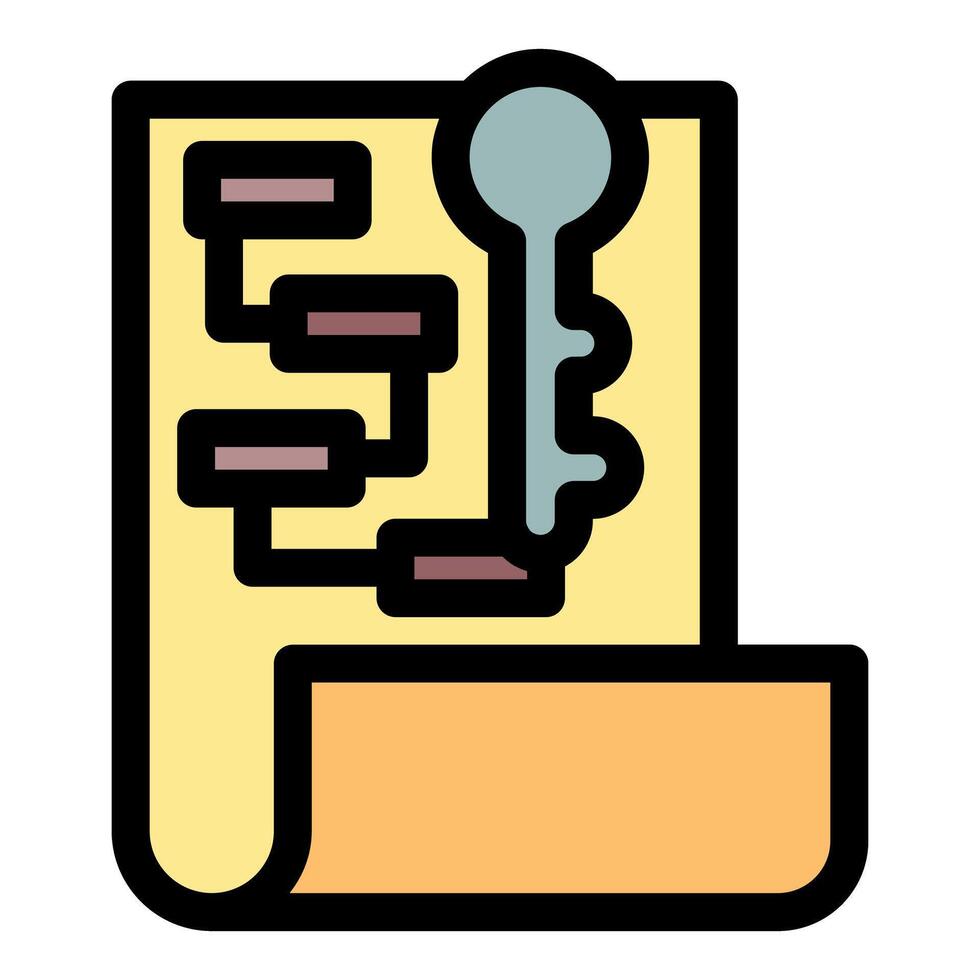 Key unlocking algorithm on planning document representing problem solving vector