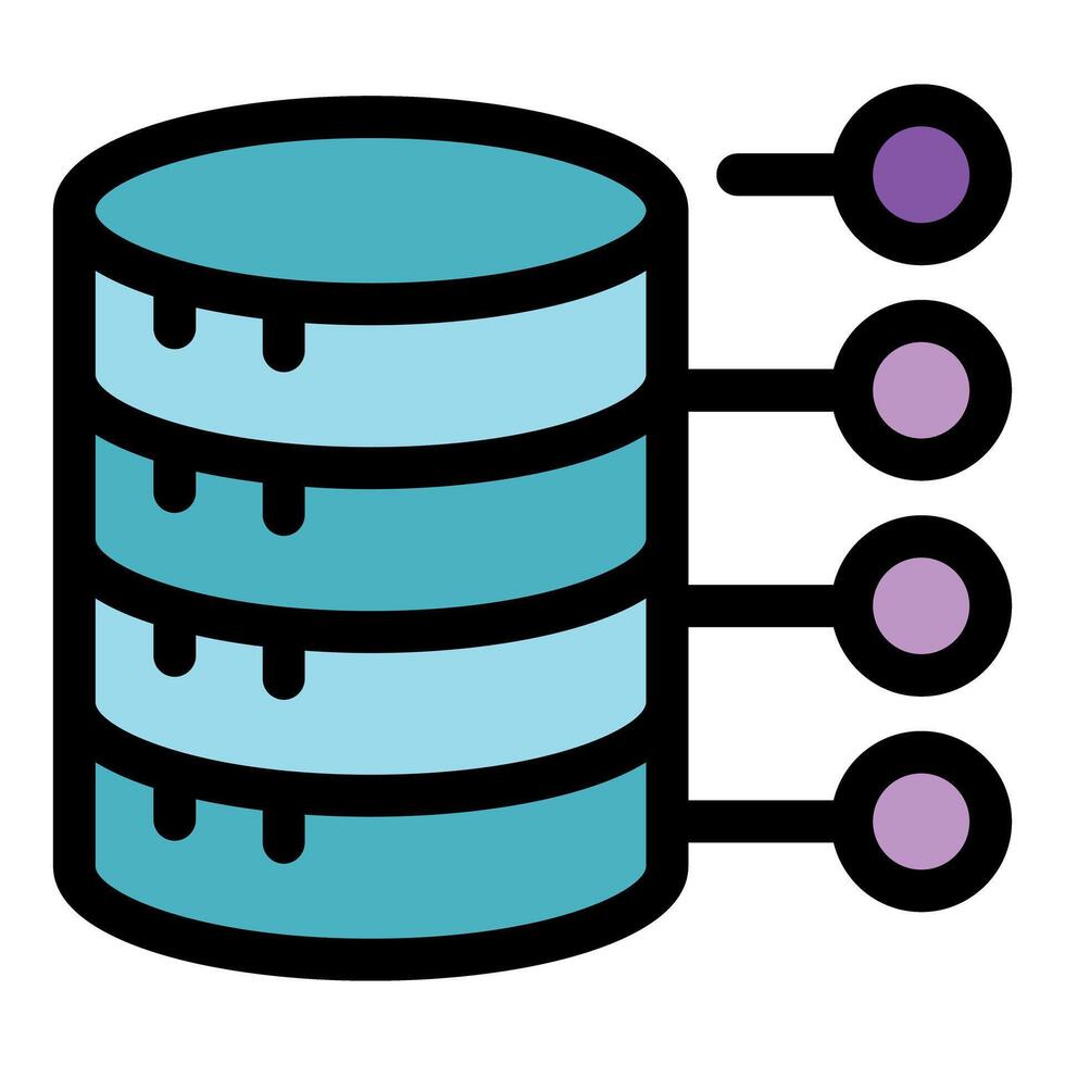 Data management icon showing storage and database operations vector